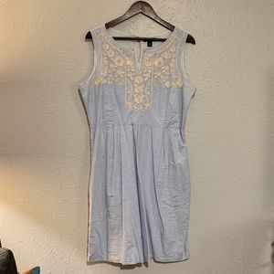 Lands' End Blue Stripe Fit and Flare Short Casual